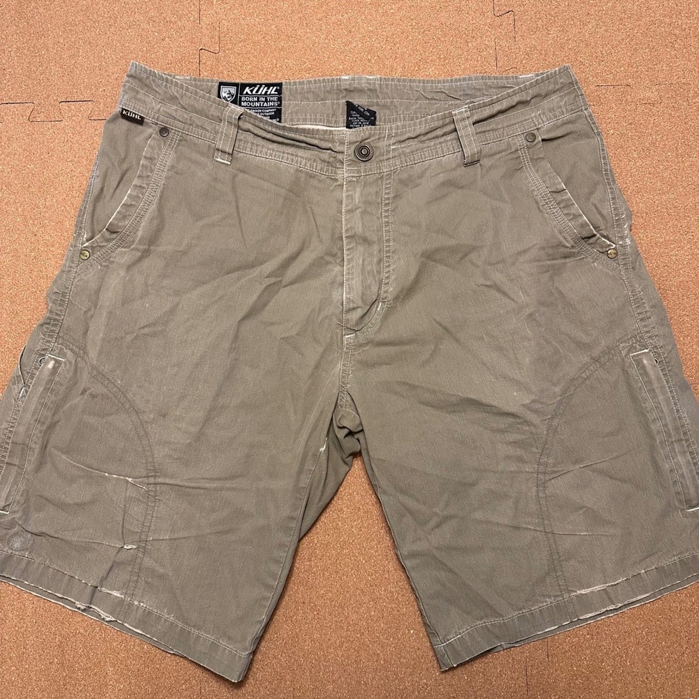 Kuhl Cargo Shorts Mens 34 Green Born in the Mountains Hiking Outdoor Cotton